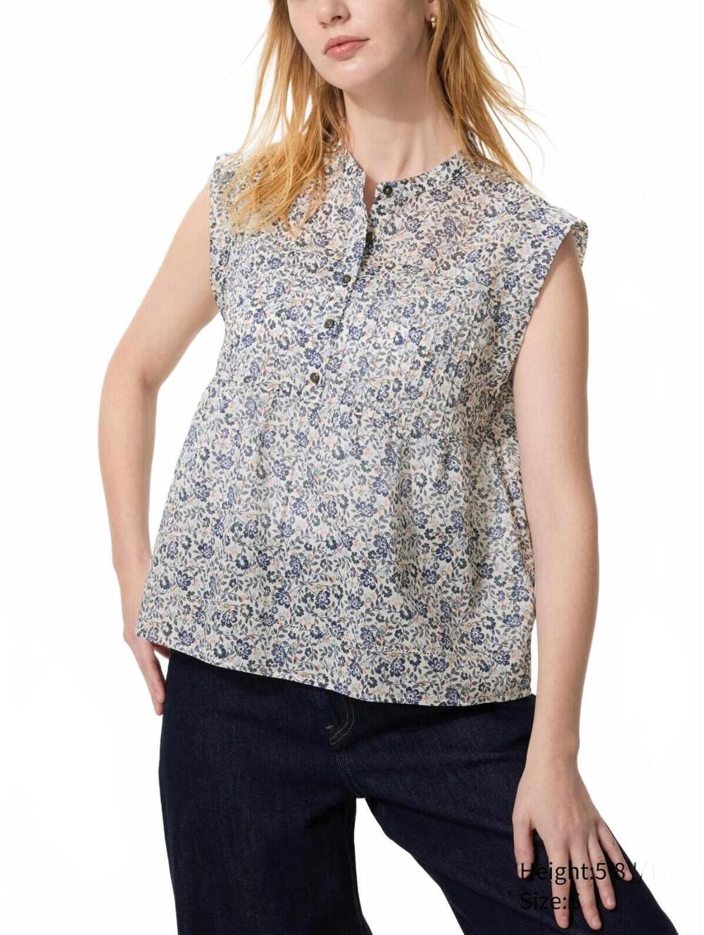 Uniqlo Light Cotton Pintuck Blouse | Sleeveless NWT Off White XL